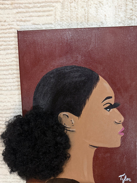 MasterPEACE 3D hair art paint kit, burgundy canvas with textured 3D hair piece